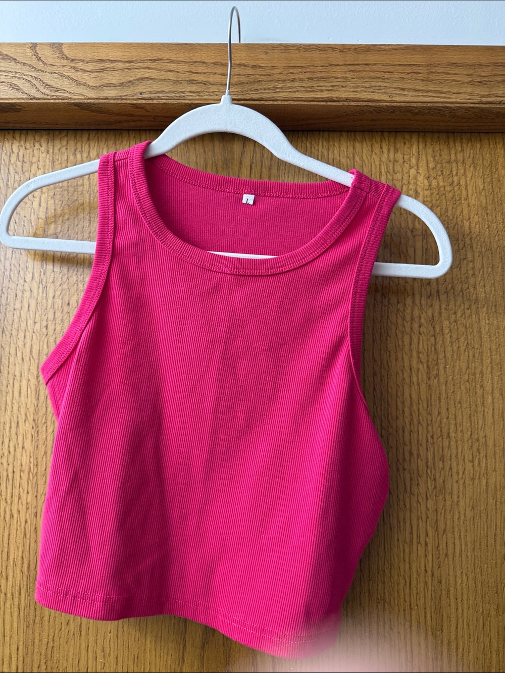 Amazon Hot Pink Ribbed Crop Tank